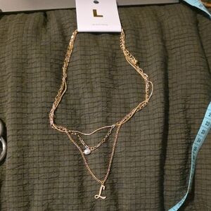 Francesca's Collections Gold Layered Necklace with Pearl and Initial Charm